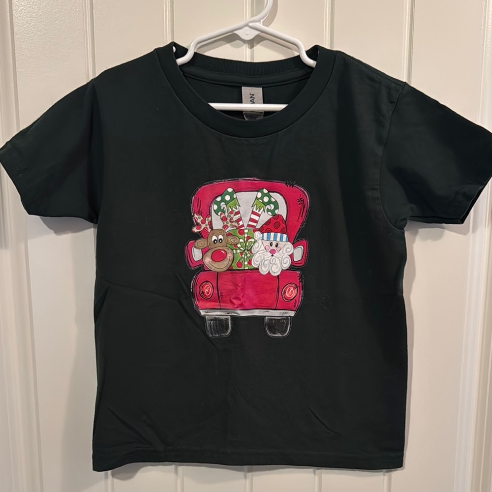 Kids Dark Green Christmas Graphic T-Shirt